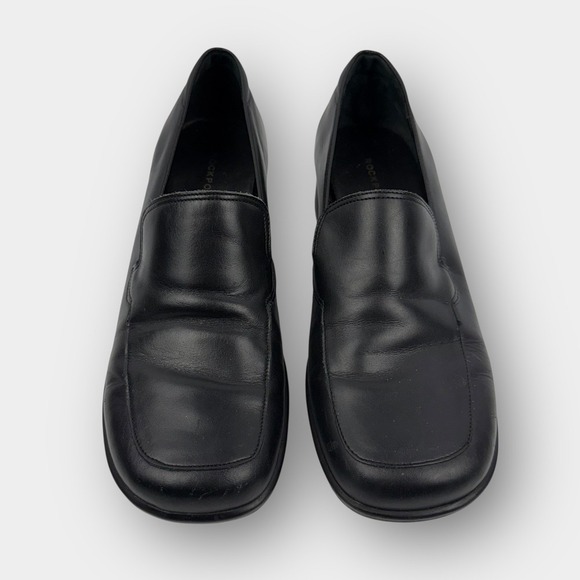 Rockport women's black leather wedge loafers slip on comfort work shoes 7.5M - Picture 2 of 8